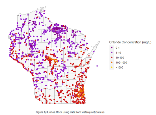 Chloride levels are increasing in across WI